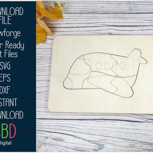 Airplane Puzzle - Wooden Puzzle File - Laser Ready Template - SVG Cutting File - Glowforge Digital DOWNLOAD