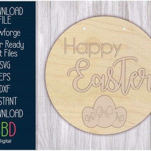 Frohe Ostern - Frohe Ostern Schild Datei - Laser ready Template - SVG Plotterdatei - Glowforge Digital DOWNLOAD