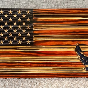 U.S. Air Force American Flag Military Challenge Coin Holder - Wood Burned