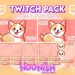 Cute Corgi Twitch Pack Overlay | Twitch Package | Scenes | FaceCam | Panels | Alerts | Chat Box | Twitch Graphics for Streamers