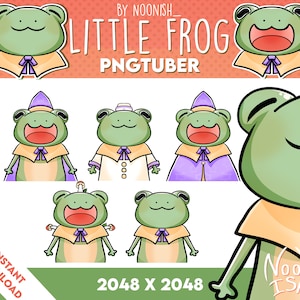 Vorgefertigtes PNG-Tube Model Kleiner Frosch | 6 Versionen/Outfits | V-Tuber, Vtuber, Livestreaming, Stream, Twitch, Youtube, OBS