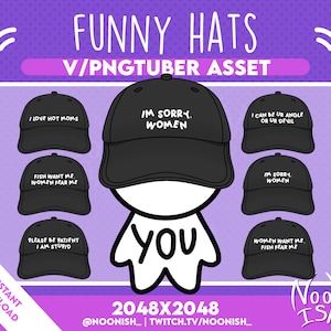 Vtuber PNG Tuber Asset ŚMIESZNE KAPELUSZE - wiele wariantów | Veadotube | Discord | Punkty kanału Twitch