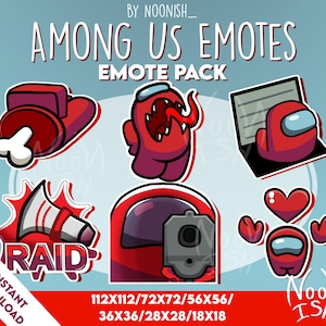 AMONG US Emotes | Twitch Graphics for Streamers | Twitch Sub & Bit Badges | 112x112/72x72/56x56/36x36/28x28/18x18