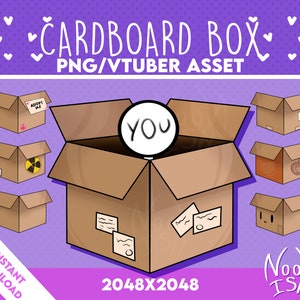 Vtuber PNG Tuber Asset CAJA DE CARTÓN: múltiples variaciones/Veadotube/Discord/Twitch Channel Points