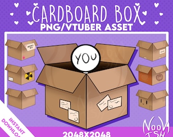 Vtuber PNG Tuber Asset CARDBOARD BOX - multiple variations | Veadotube | Discord | Twitch Channel Points