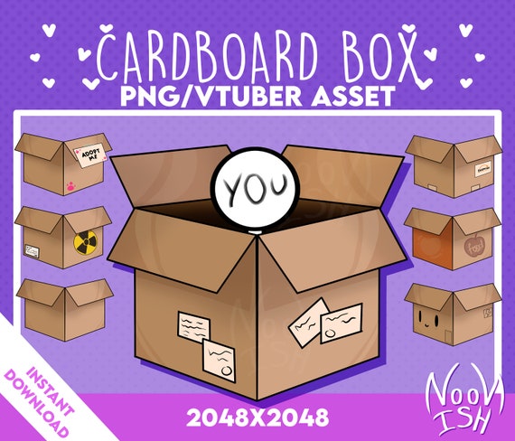 Vtuber PNG Tuber Asset CARDBOARD BOX - multiple variations | Veadotube | Discord | Twitch Channel Points