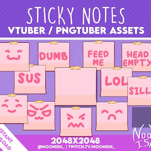 PINK Vtuber / PNGtuber Sticky Note | Funny Stream Overlay/Assets | Veadotube | PNGtuber | Streamer Setup | Twitch Channel Points |