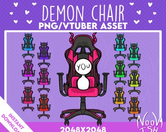 Vtuber PNG Tuber Asset Demon Horn Gaming Chair - VIBRANT BLACK (12 Colours) | Veadotube | Discord | Twitch Channel Points | Stream Add-on |