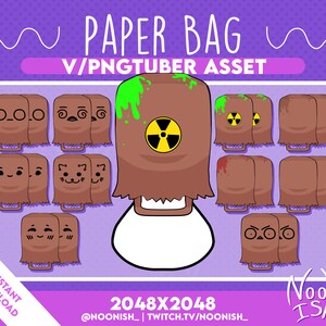 Vtuber / PNGtuber PAPER BAG | Zabawna nakładka/zasoby na stream | Veadotube | PNGtuber | Konfiguracja streamera | Punkty kanału Twitch |