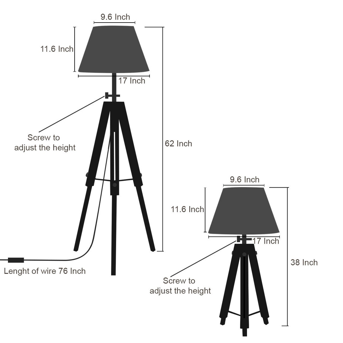 Tripod Wooden Floor Lamp/ Pedestal Lamp Etsy