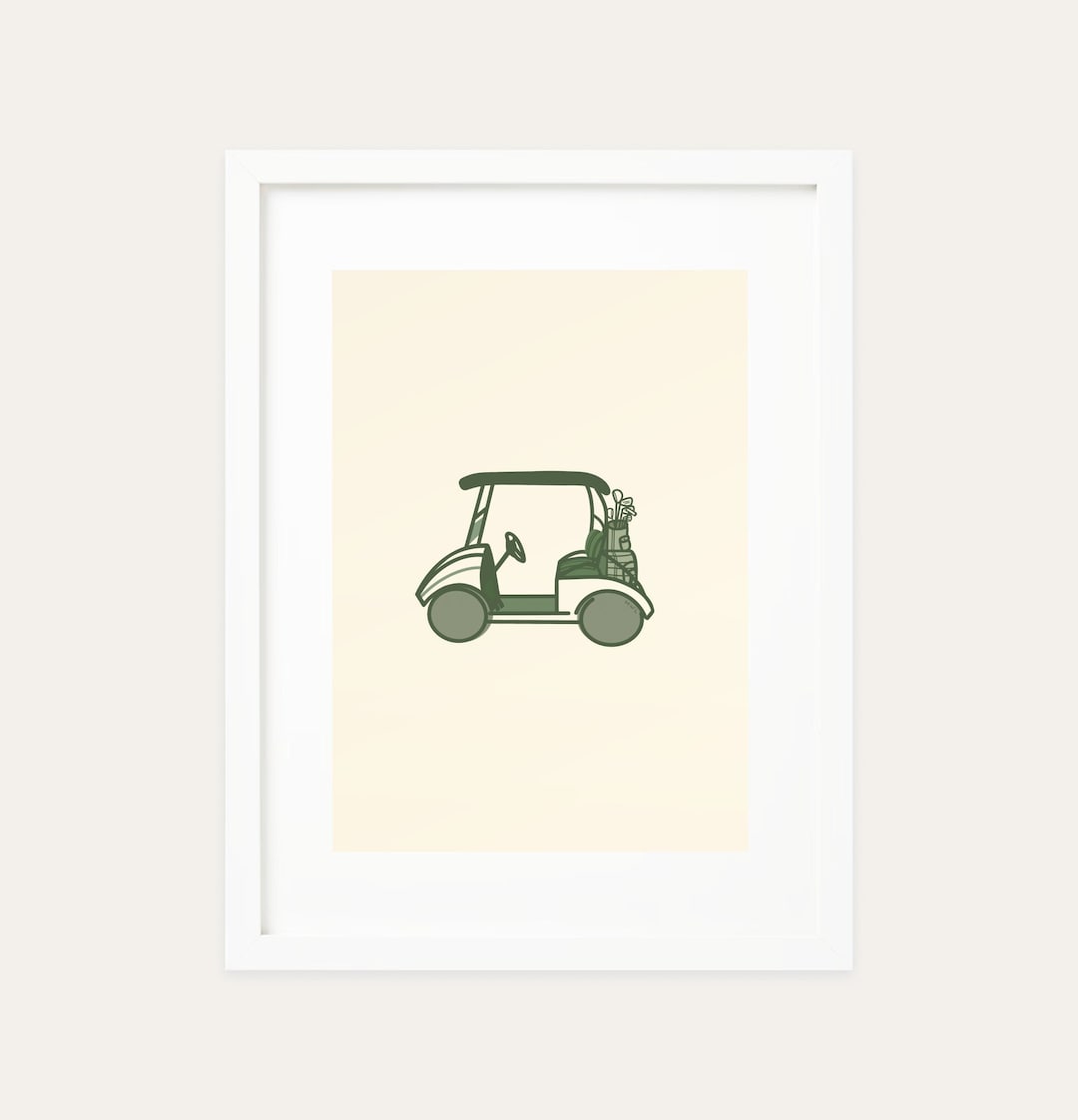 Golf Cart Art Print 5x7 Golf Illustration Art Print Wall Decor Etsy