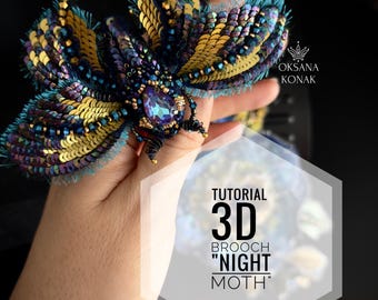 Beetle Brooch Luneville Embroidery Tutorial PDF | Cosmic Insect Beading Pattern | Statement Couture Jewelry DIY | Aari embroidery