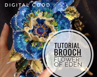 Tutorial 3D brooch “Flower of Eden” by Oksana Konak/Handmade brooch/Lunevil Embroidery/Brooch making tutorial/Couture embroidery/masterclass