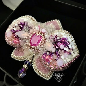 Orchid crystal brooch, beading, embroidery brooch flower decora tion pin, brooch flower, white orchid decoration, Christmas gift for woman