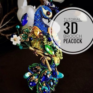Tutorial Tutorial Tutorial Peacock Crystal Brooch, Beading, Embroidery  Bird Decoration Pin, Peacock Beaded. Handmade brooch.Embroidery.