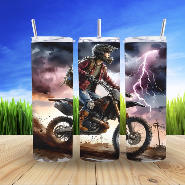 Dirt bike tumbler wrap - Tumbler wrap for sublimation 20OZ Skinny straight Tumbler