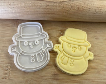 Cortador de galletas muñeco de nieve, impreso en 3D, cortador de fondant, actividades para niños, horneado, relleno de medias, caja de Nochebuena, cortador de plastilina, navidad