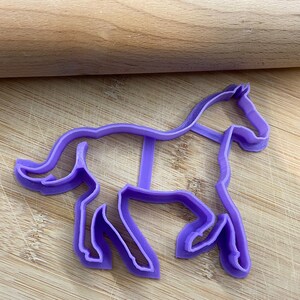 Pu&ograve; includere: Tagliapasta a forma di cavallo in plastica viola. Il tagliapasta ha la forma di un cavallo con la testa e la coda alzate.