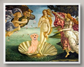 Golden Retriever Geburt der Venus Kunstdruck: Hundeliebhaber Geschenk