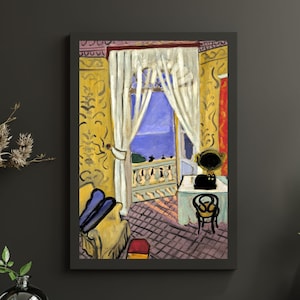Henri Matisse Intérieur avec un violon. Affiche de chat noir. Célèbre peinture imprimée. Art mural chat. Cadeau pour amoureux des chats. Impression d'art murale Henri Matisse