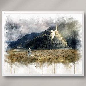 Minas Tirith Aquarell Kunstdruck. Lotr Bilder, Mittelerde Reise Poster Tolkien Liebhaber Geschenk Wandkunst. Herr der Ringe Dekor. Mittelerde. Gondor