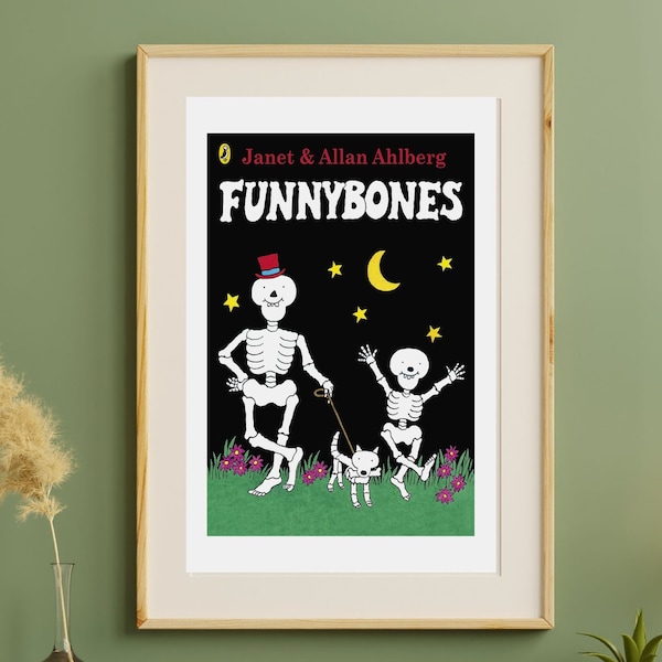 Classic Children's Book Cover Art. Iconic kids books. Funnybones book cover. Classic nursery poster.