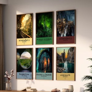 Reis door Middle-Earth: set Lord of the Rings-reisposters