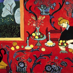 Black Cat Art Print, Matisse Harmony in Red Cat Art Print Funny Cat print, Funny gift, Home Decor Art Famous painting