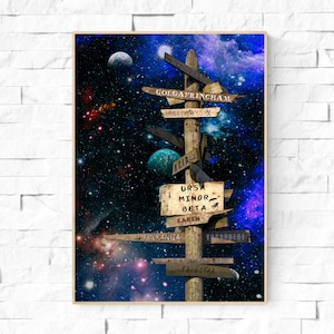 The Hitchhiker's Guide to the Galaxy Poster. Hitchhiker's Guide Art Print. Douglas Adams kunst. HHGTTG. Meestal onschadelijk, CtrlAltGeek kunst aan de muur