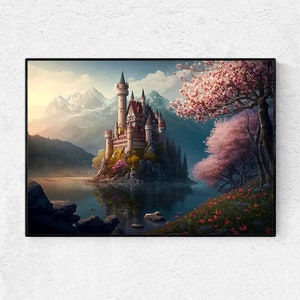 Sleeping Beauty&#39;s Castle. Fairytale castle. Princess Castle Wall Art, PRINTABLE WALL ART, Prints for Girls Room, Fairytale Print