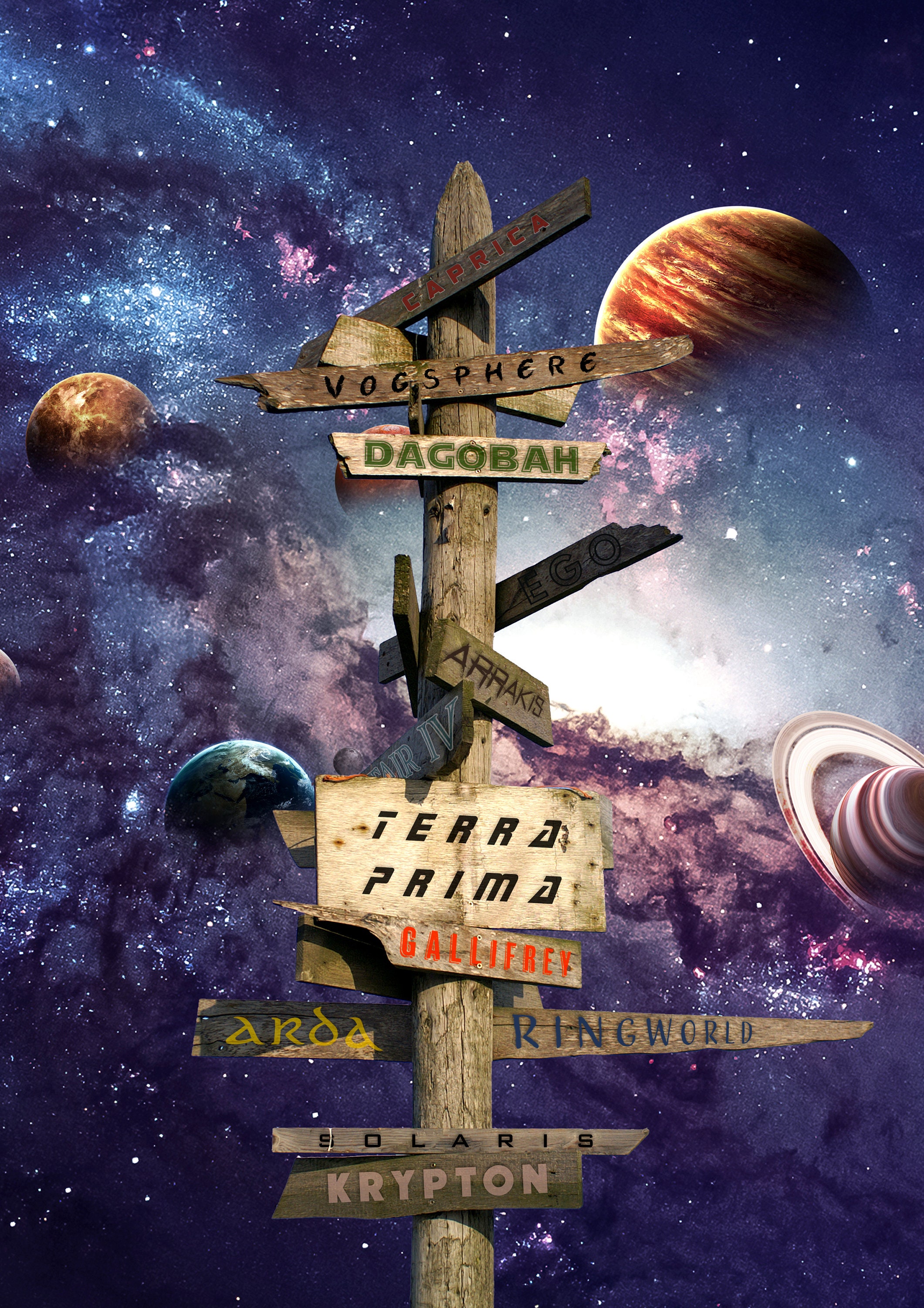 Póster planeta de ciencia ficción. Regalo para amantes de la ciencia  ficción. Famosos planetas art print. Póster espacial. Battlestar Galactica,  Star Wars, Yoda, Doctor Who - Etsy México, image size:2121x3000