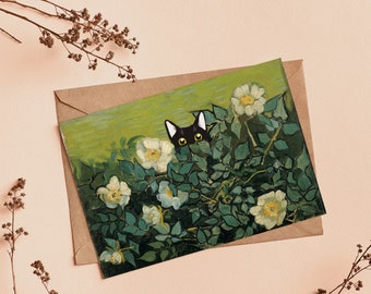 ゴッホの黒猫アートプリント：猫好きへの面白いギフト - Etsy 日本