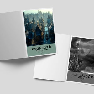 Pack de cartes de vœux LOTR. 10 cartes vierges de destination fictives LOTR avec enveloppes.
