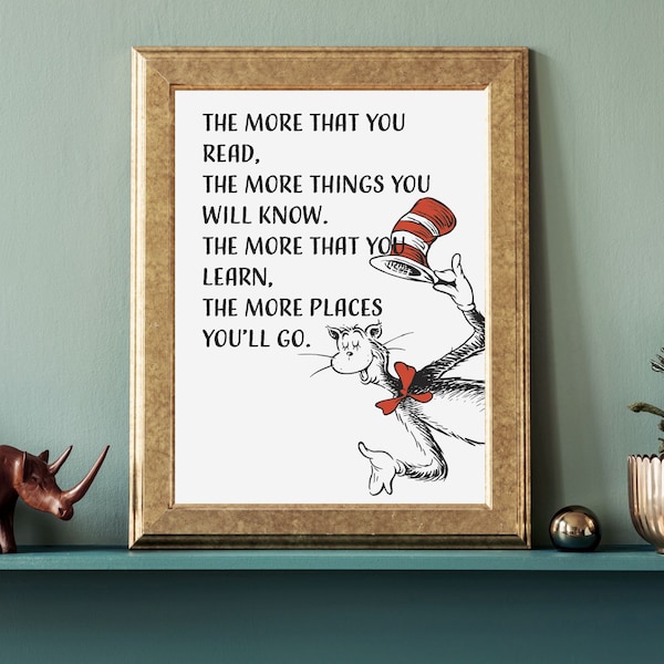 Cat in the Hat Dr Seuss Quote Print Home Decor Print Nursery Print Wall Art Childs bedroom print Literary Quote Wall Art