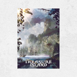 Affiche de voyage de l’île au trésor. Skull Island, Treasure Island, Robert Louis Stevenson, Treasure Island wall art. Affiche de la chambre d’enfants. Art pirate