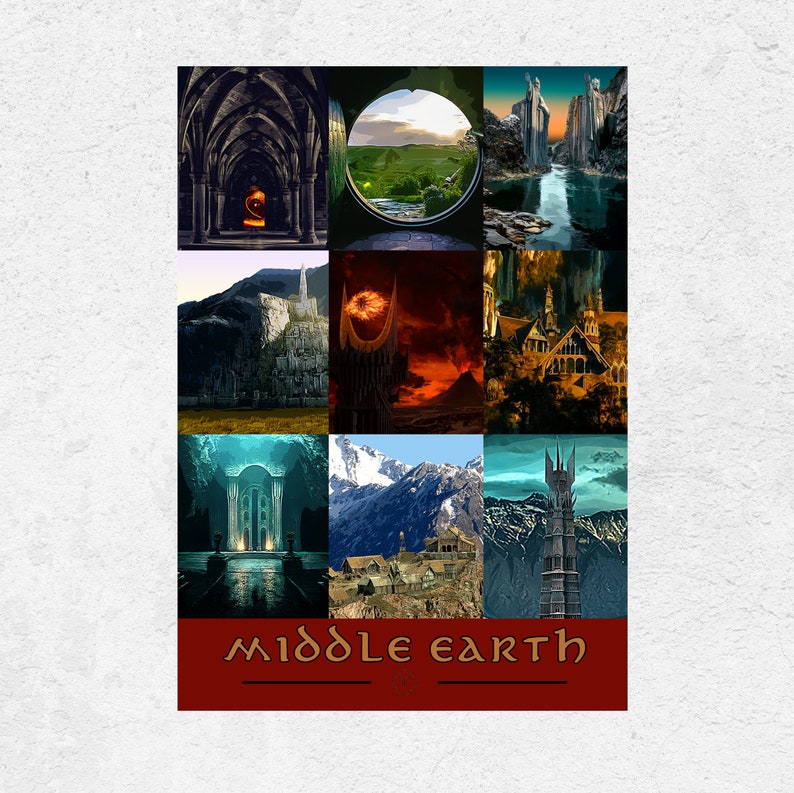 LOTR Wall Poster. Tolkien Fan Wall Art. Middleearth Locations Etsy