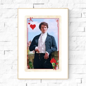 Rey de Corazones Sr. Darcy Jugando a Las Cartas Art Print. Arte de la tarjeta. Orgullo y prejuicio BBC Colin Firth. Jane Austen Arte Mural. Retrato del Sr. Darcy
