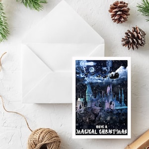 Passez un Noël magique. Pack de cartes de Noël pour la littérature jeunesse. Carte de Noël pour enfants Château dans la neige