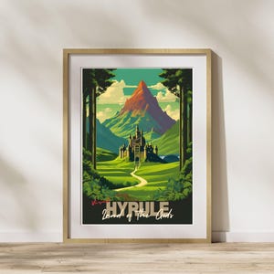 Vintage Hyrule Travel Poster | Retro Adventure Art Print | Legend of Zelda Wall Decor | Fantasy Kingdom Art. BOTW