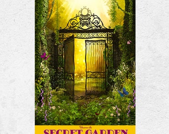 The Secret Garden Art Print. Frances Hodgson Burnett. Book Cover Art. Literary Art. Library Poster. Book Art, Book Lover Gift, Reader gift