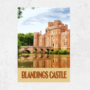 Blandings Castle Fictional Places Travel Poster. P. G. Wodehouse Inspired poster for Great Literary Houses
