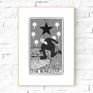Blackstar David Bowie l’affiche de la carte de tarot étoilé. Art mural de tarot, gravures murales célestes. Affiches d’astrologie, art des cartes de tarot. Art mural Bowie