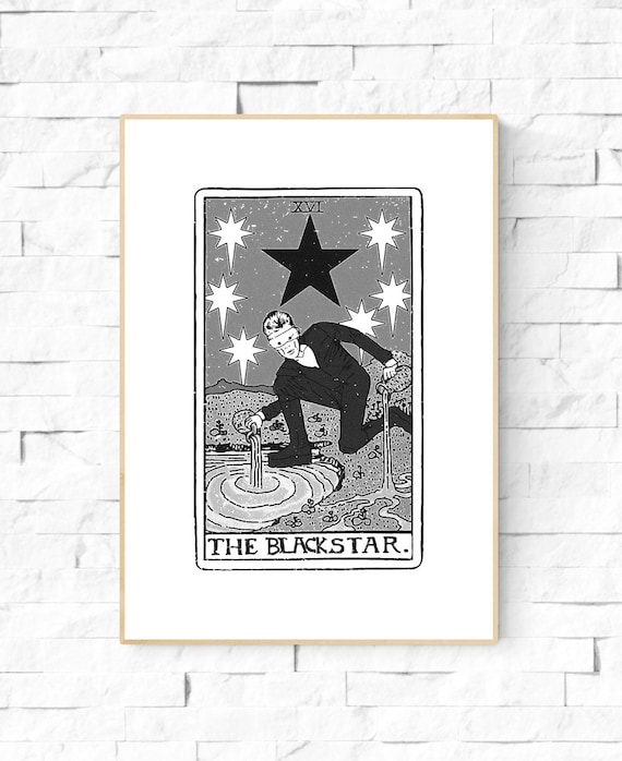 Blackstar David Bowie the Star Tarot Card Poster. Tarot Wall Art