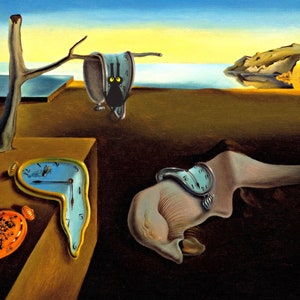 Dali, la persistance de la mémoire, impression de chat, affiche de chat surréaliste, art de chat noir, carte de voeux drôle, impression de chat drôle, cadeau drôle, cadeau de maman de chat