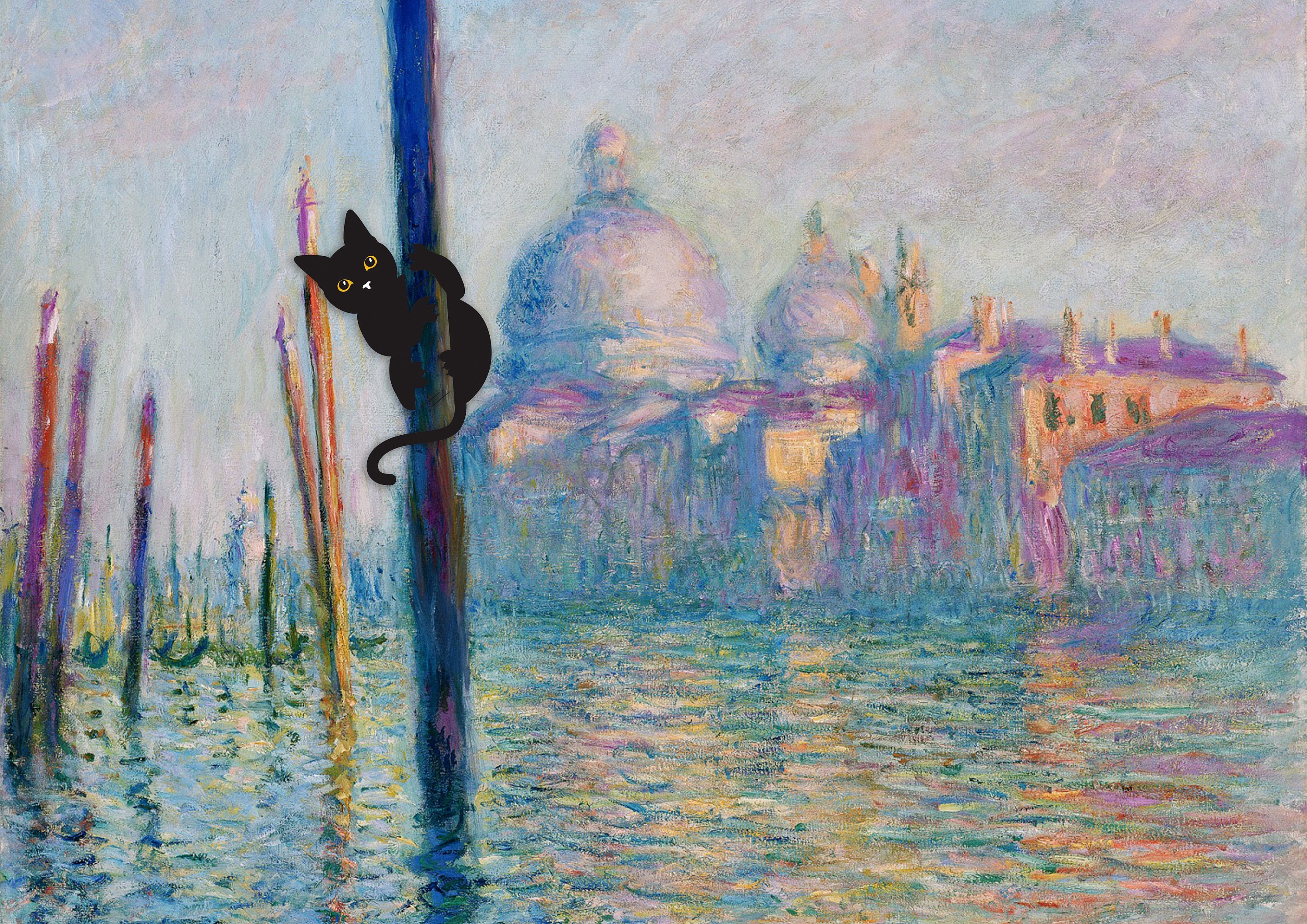 Monet Venice Cat Art Print: Funny Black Cat Poster - Etsy