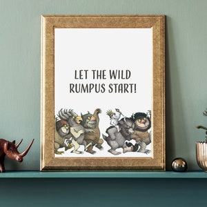Citação de coisa selvagem Arte de parede para impressão Decoração de coisas selvagens Pôster de coisas selvagens para impressão Decoração de berçário clássico Placa de festa infantil Wild Rumpus