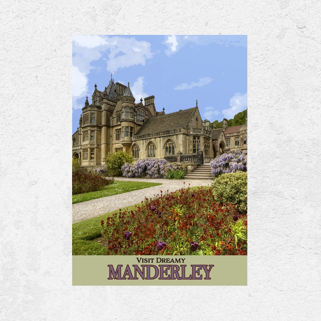 Manderley House Rebecca Fictional Places Travel Poster. Inspired Poster for Great Fictional