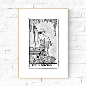 Gandalf de tovenaar tarotkaart poster. Tarot kunst aan de muur, hemelse muur prints, mystieke, LOTR Tarot, astrologie posters, tarotkaart kunst.