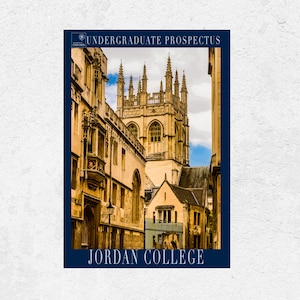 Jordan College His Dark Materials Lyra&#39;s Oxford. Fictional Oxford College prospectus poster. Philip Pullman Golden Compass Northern Lights
