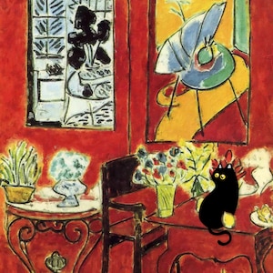 Impresión artística de gato divertida, decoración de pared humorística para amantes de los gatos, ilustración de gatito adorable, regalo para mamás y papás felinos, póster de animal caprichoso, gato negro
